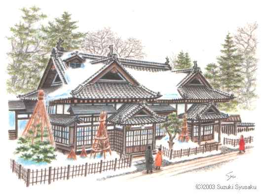 小樽市指定歴史的建造物 #3.旧青山別邸／水彩色鉛筆画イラスト