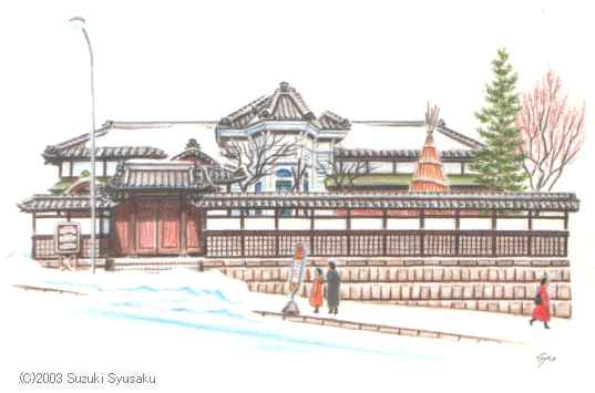 小樽市指定歴史的建造物 #4.立正佼成会小樽教会／水彩色鉛筆画イラスト