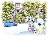 【No.2006-11】札幌・時計台／水彩色鉛筆画イラスト