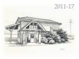 【No.2011-17】えちぜん鉄道・本荘駅（素描）／水彩色鉛筆画イラスト