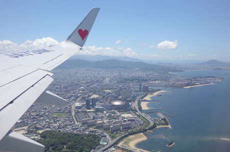 福岡空港着陸前