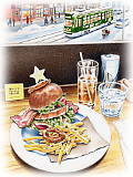 【No.36】札幌市電・ニューヨークカフェ／水彩色鉛筆画イラスト