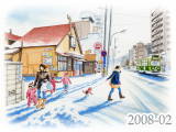 【No.2008-02】札幌市電／水彩色鉛筆画イラスト